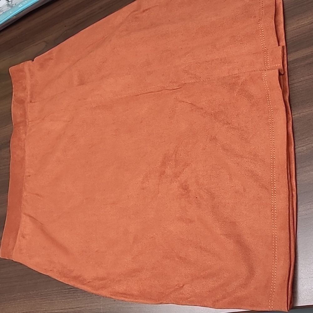 Rachel Size XXS Cognac Faux Suede Mini Skirt